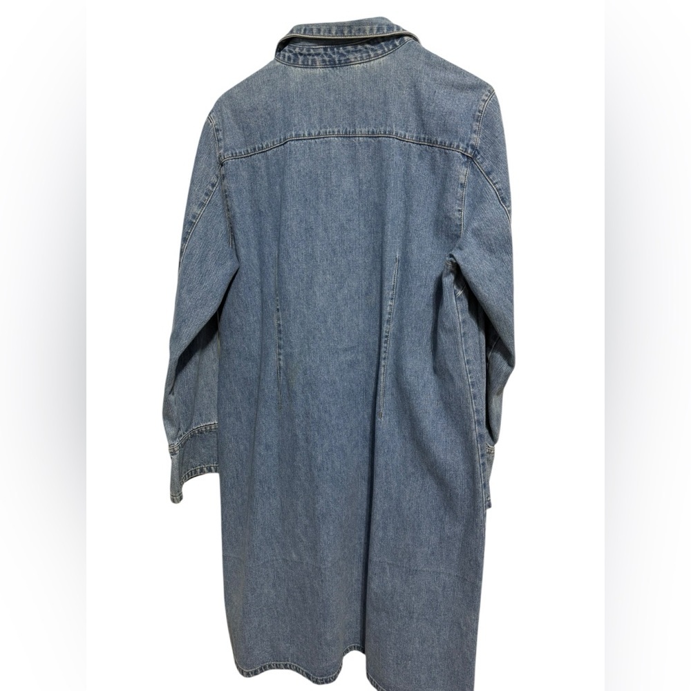 Faded Glory Denim Longline Button-Up Dress with Black Floral Design Size XL - Picture 3 of 11